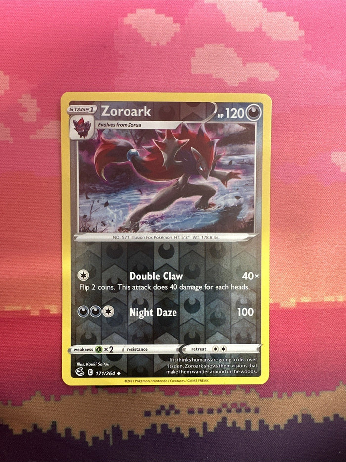 Pokemon Card Zoroark Fusion Strike Reverse Holo 171/264 Near Mint