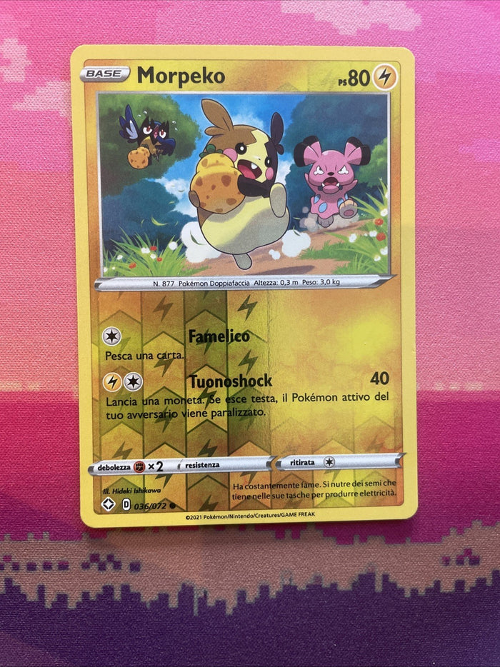 Pokemon Card Morpeko Shining Fates Reverse Holo Common 036/072 Near Mint