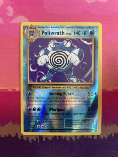 Pokemon Card Poliwrath Evolutions Reverse Holo Rare 25/108 Near Mint