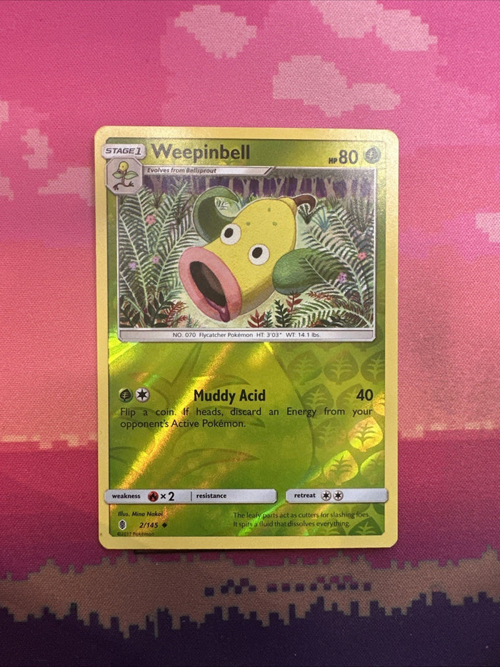 Pokemon Card Weepinbell Guardians Rising Reverse Holo 2/145 Near Mint