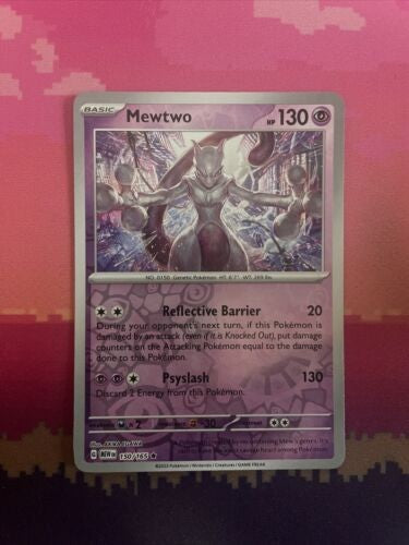 Pokemon Card Mewtwo Pokemon 151 Reverse Holo Rare 150/165 Near Mint