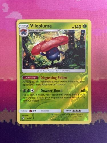 Pokemon Card Vileplume Burning Shadows Reverse Holo Rare 6/147 Near Mint