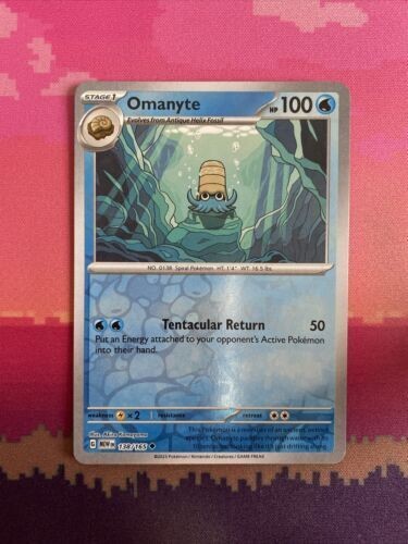 Pokemon Card Omanyte Pokemon 151 Reverse Holo Uncommon 138/165 Near Mint