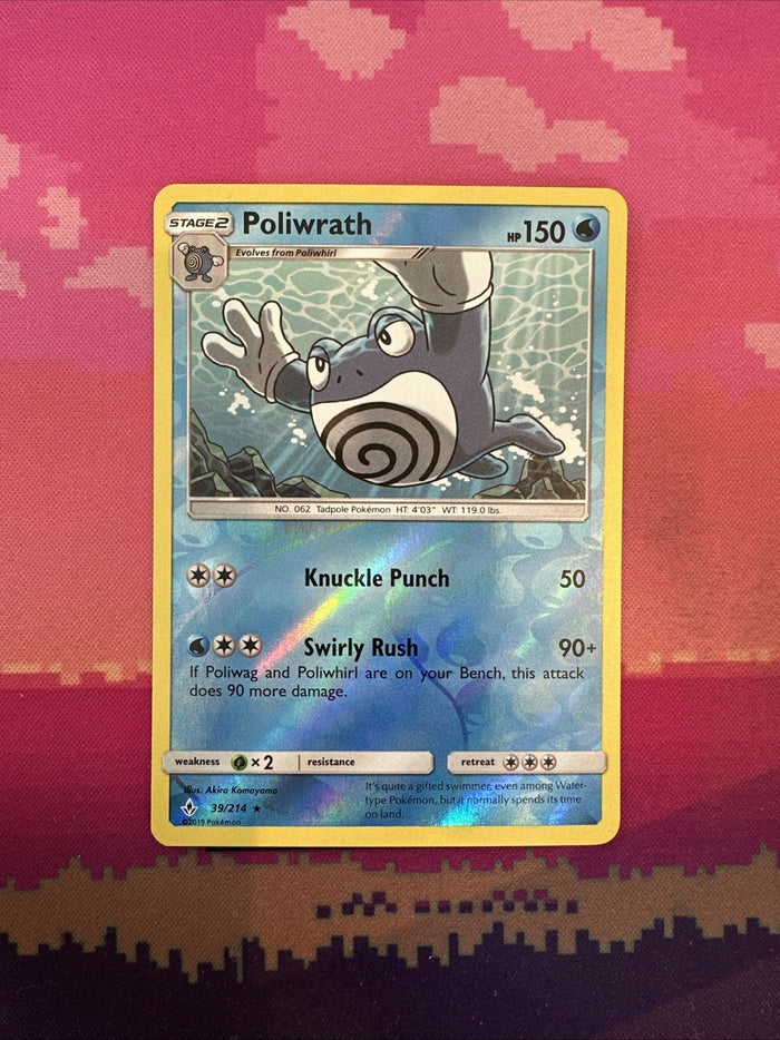 Pokemon Card Poliwrath Unbroken Bonds Reverse Holo Rare 39/214 Near Mint
