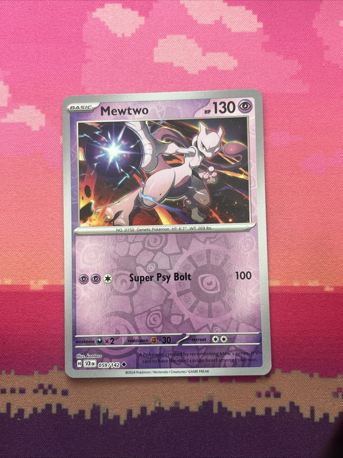 Pokemon Card Mewtwo Stellar Crown Reverse Holo 059/142 Near Mint