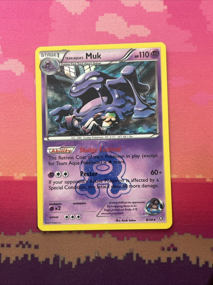 Pokemon Card Team Aqua's Muk Double Crisis Holo Rare 8/34 Near Mint