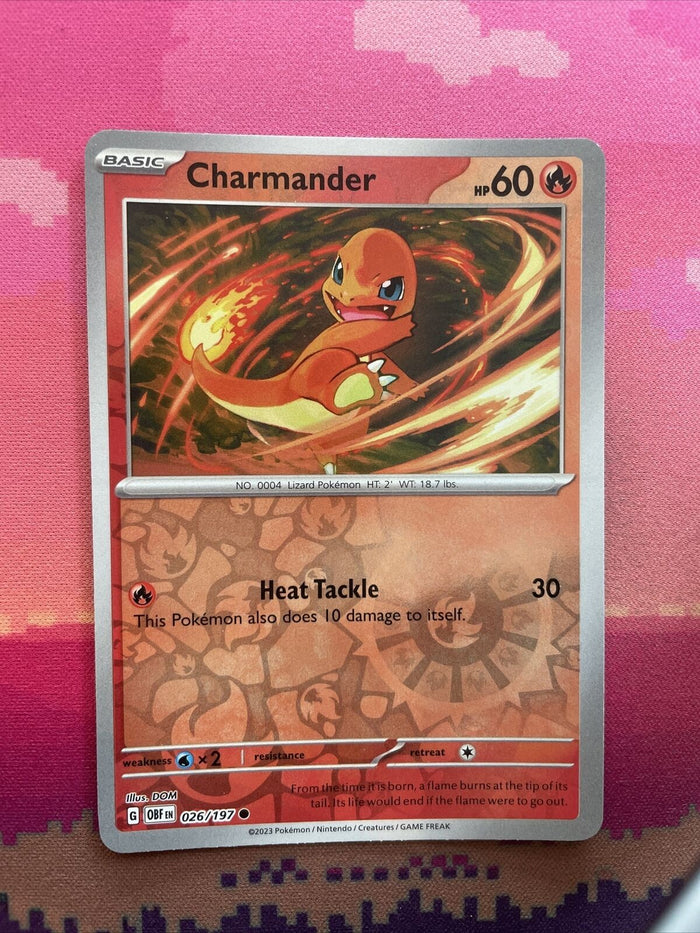 Pokemon Card Charmander Obsidian Flames Reverse Holo 026/197 Near Mint