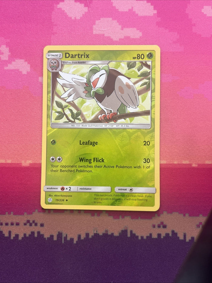 Pokemon Card Dartrix Cosmic Eclipse Reverse Holo 19/236 Near Mint