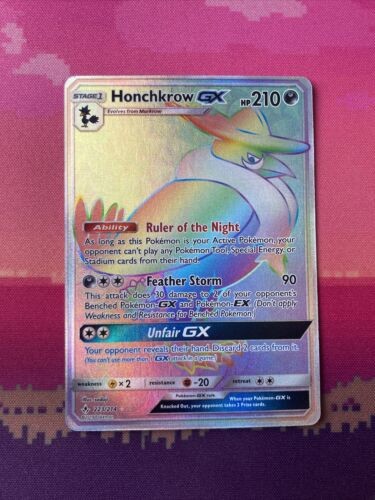 Pokemon Card Honchkrow GX 223/214 Rainbow Rare Secret Unbroken Bonds Near Mint