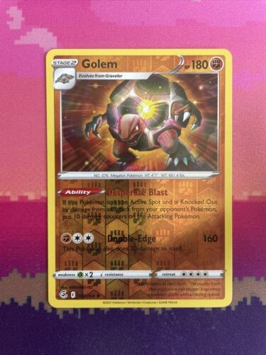 Pokemon Card Golem Fusion Strike Reverse Holo Rare 137/264 Near Mint