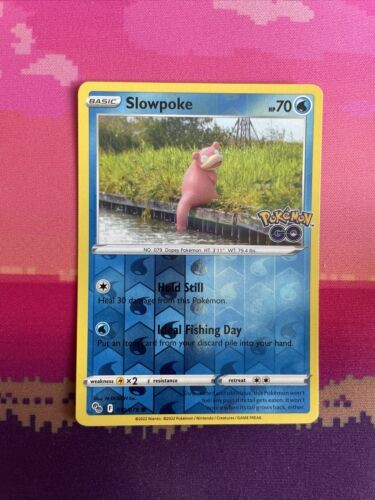 Pokemon Card Slowpoke Pokemon Go Reverse Holo Common 019/078 Near Mint