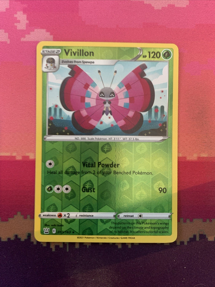 Pokemon Card Vivillon Battle Styles Reverse Holo Rare 013/163 Near Mint