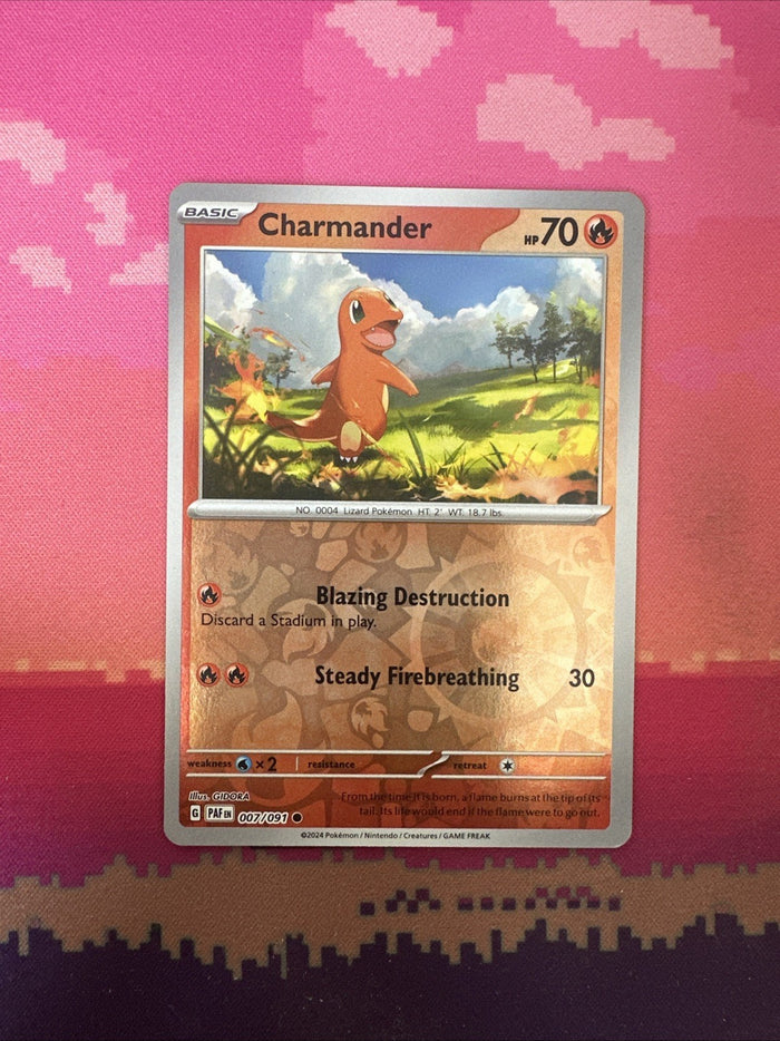 Pokemon Card Charmander Paldean Fates Reverse Holo 007/091 Near Mint