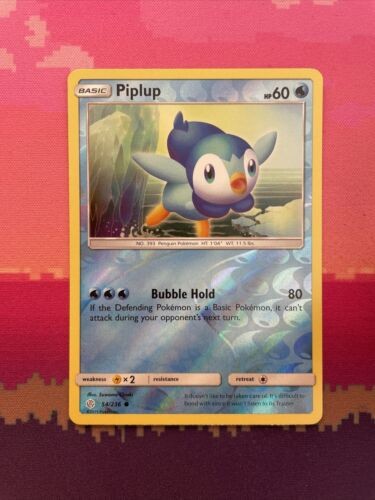 Pokemon Card Piplup Cosmic Eclipse Reverse Holo 54/236 Near Mint