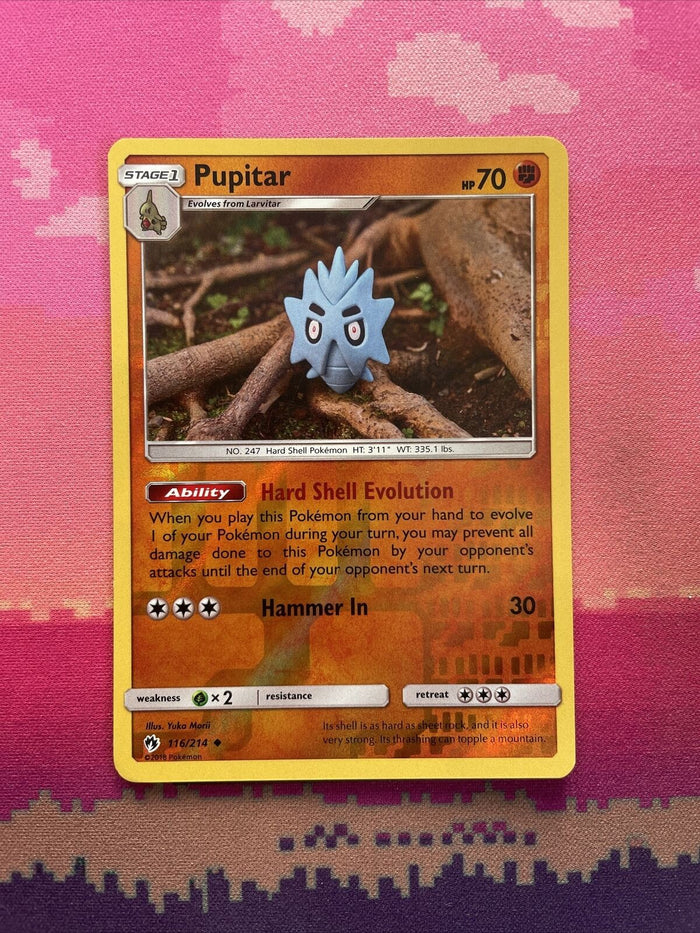 Pokemon Card Pupitar Lost Thunder Reverse Holo 116/214 Near Mint