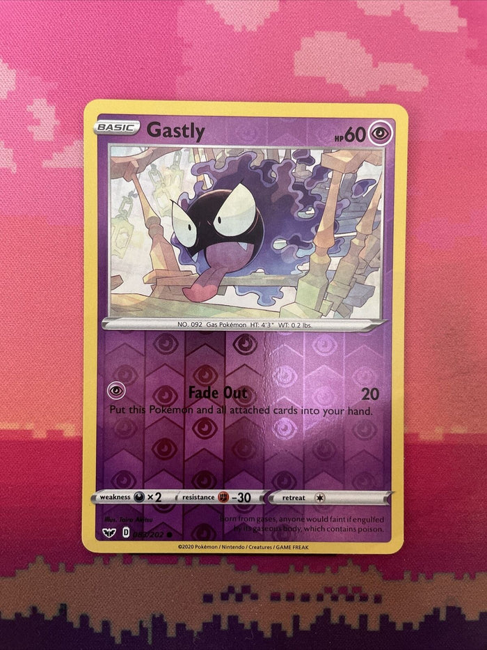 Pokemon Card Gastly Sword & Shield Reverse Holo 083/202 Near Mint
