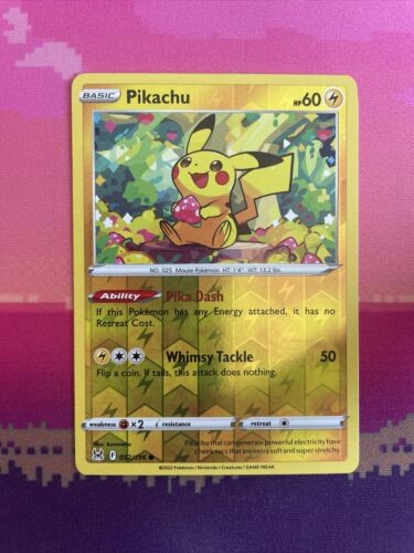 Pokemon Card Pikachu Lost Origin Reverse Holo 052/196 Near Mint