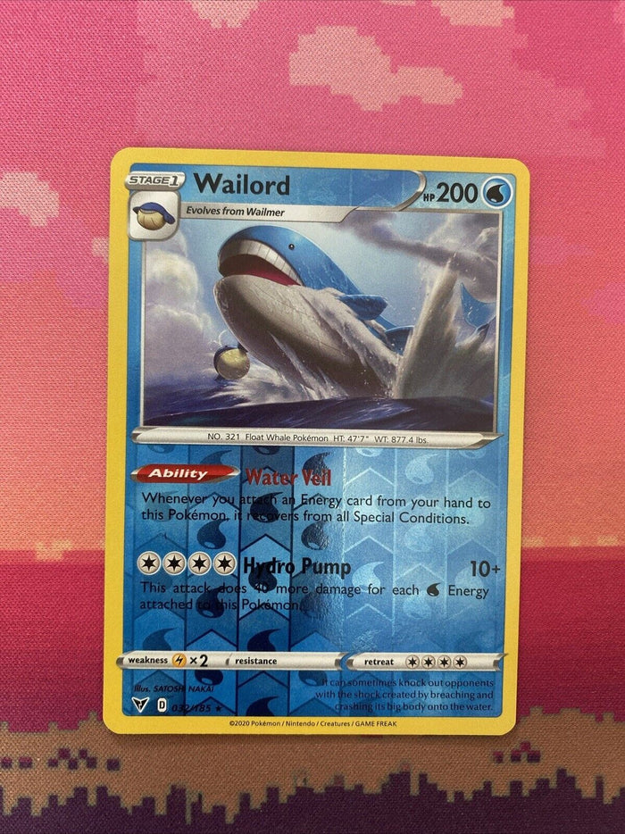 Pokemon Card Wailord Vivid Voltage Reverse Holo Rare 032/185 Near Mint
