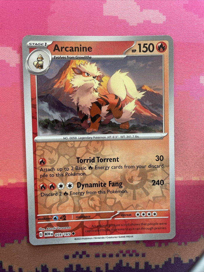 Pokemon Card Arcanine Scarlet & Violet 151 Reverse Holo 059/165  Near Mint