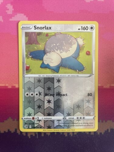 Pokemon Card Snorlax Fusion Strike Reverse Holo Common 206/264 Near Mint