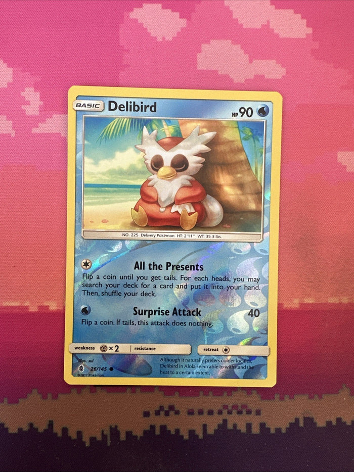 Pokemon Card Delibird Guardians Rising Reverse Holo 26/145 Near Mint
