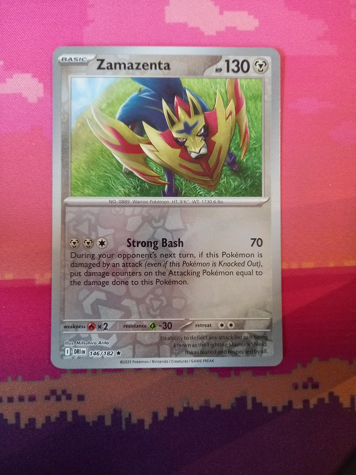 Pokemon Card Zamazenta Destined Rivals Reverse Holo Rare 146/182 Near Mint
