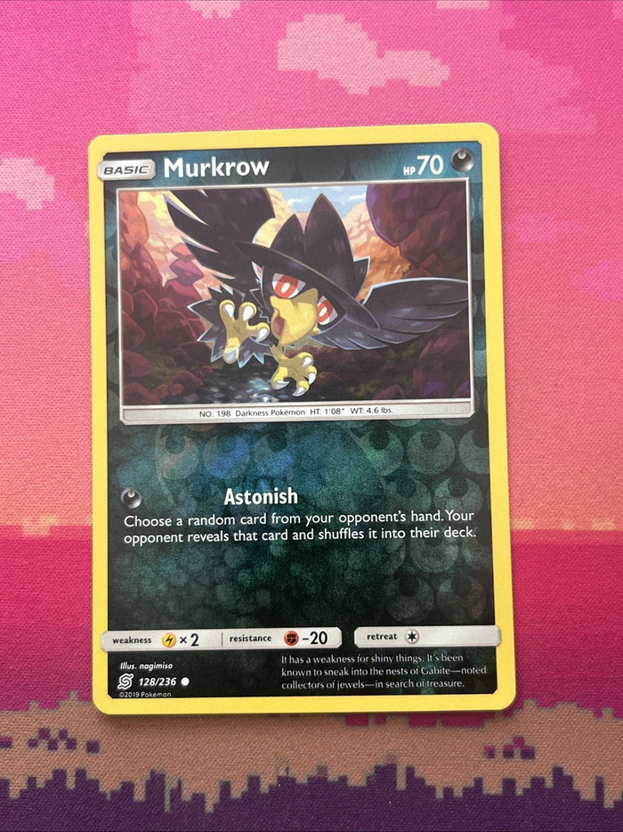 Pokemon Card Murkrow Unified Minds Reverse Holo 128/236 Near Mint