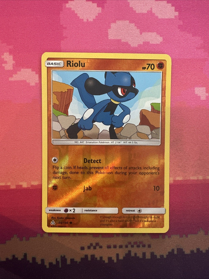 Pokemon Card Riolu Ultra Prism Reverse Holo Common 66/156 Near Mint