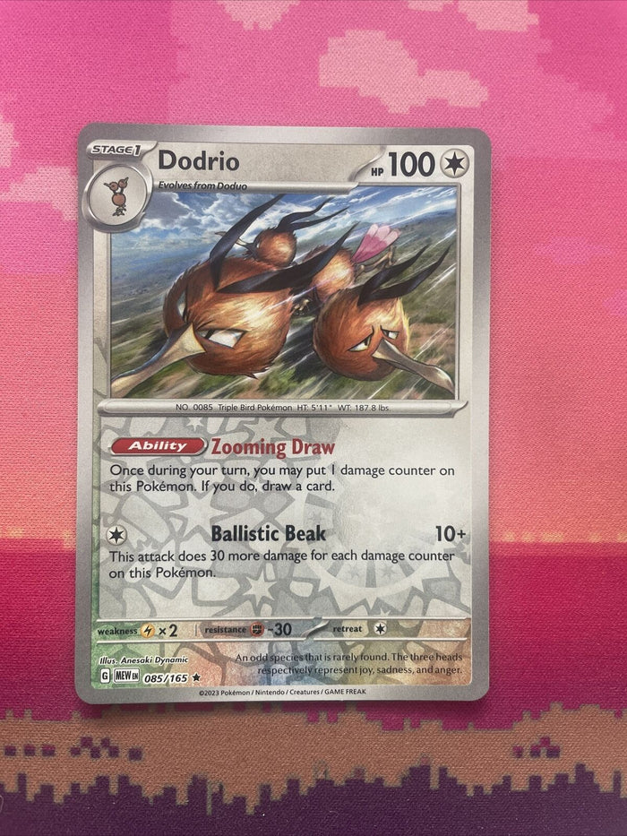 Pokemon Card Dodrio Scarlet & Violet 151 Reverse Holo Rare 085/165 Near Mint