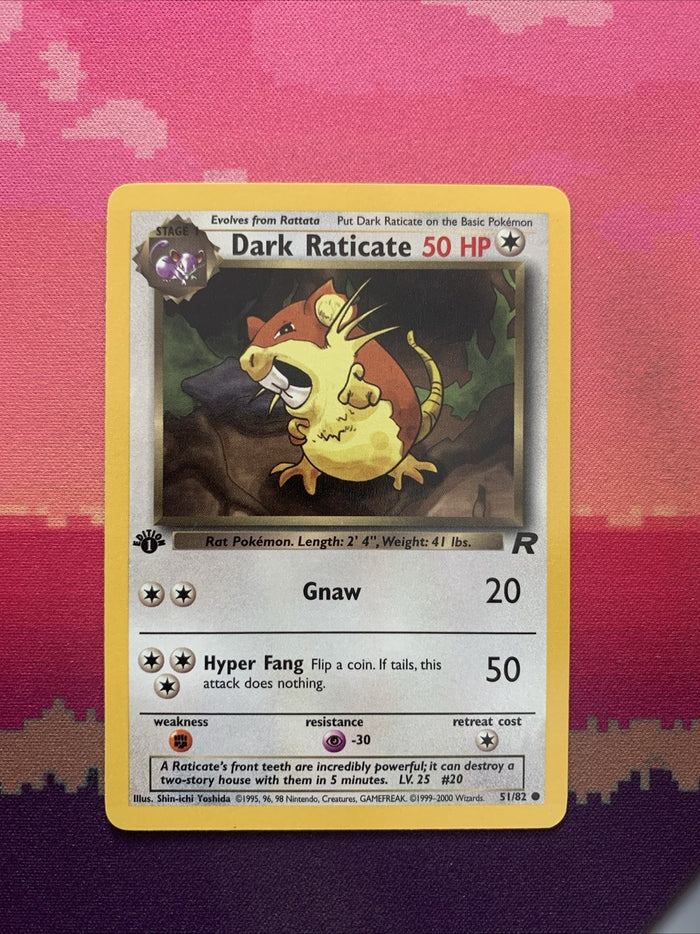 Pokemon Card Dark Raticate Team Rocket 1st Edition 51/82 Near Mint