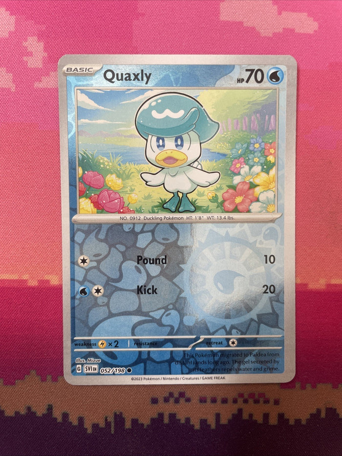 Pokemon Card Quaxly Scarlet & Violet Base Set Reverse Holo 052/198 Near Mint