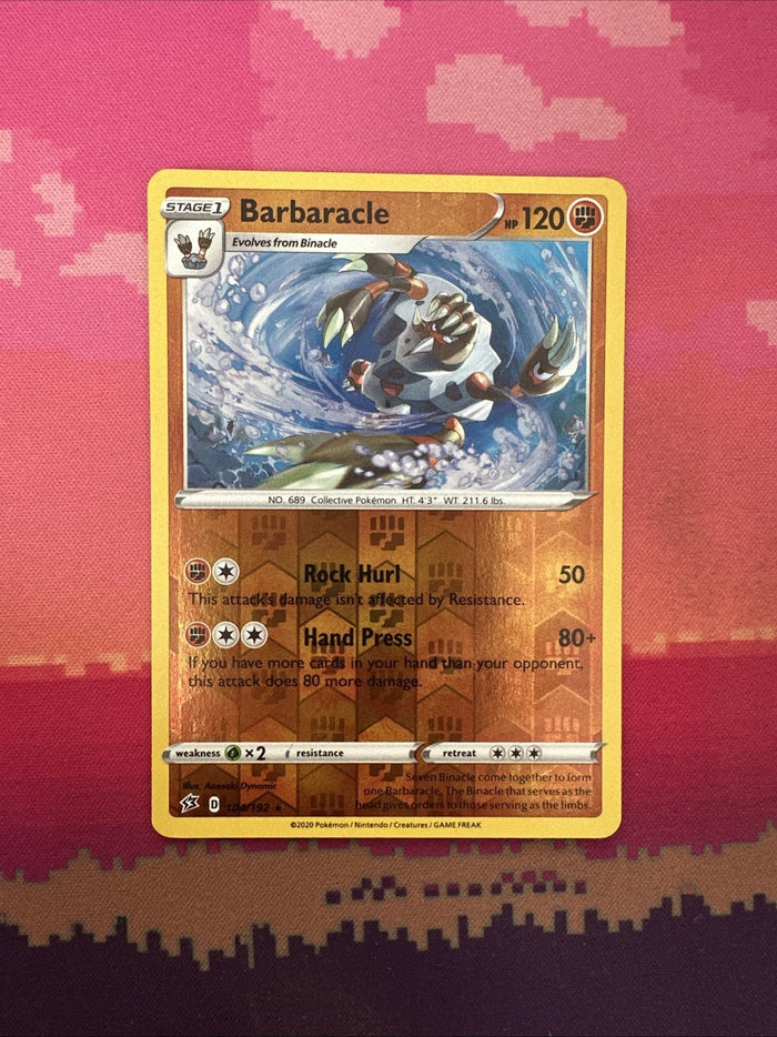 Pokemon Card Barbaracle Rebel Clash Reverse Holo Rare 104/192 Near Mint