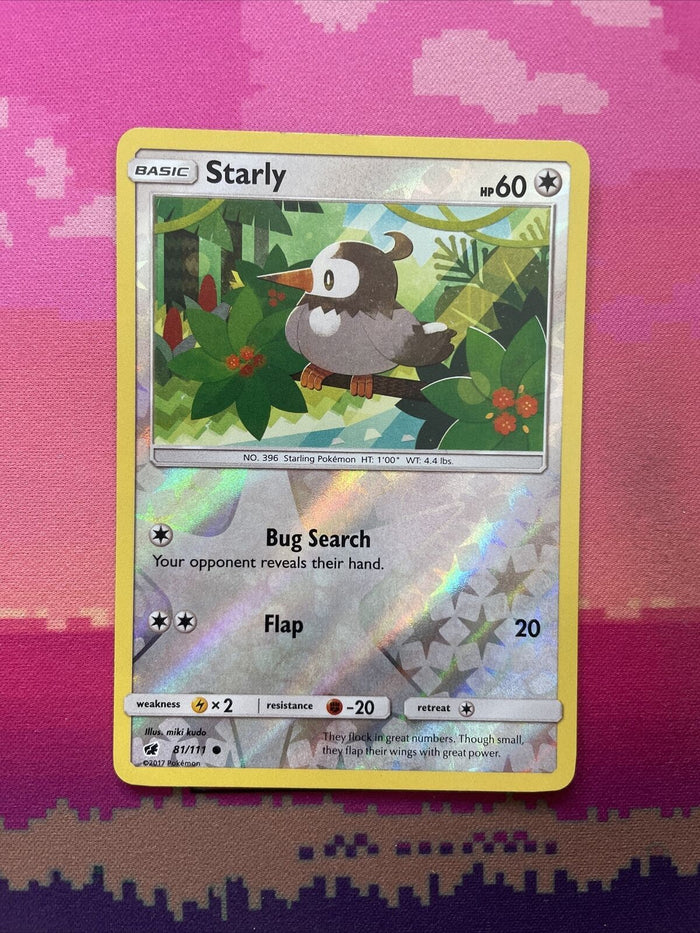 Pokemon Card Starly Crimson Invasion Reverse Holo 81/111 Near Mint