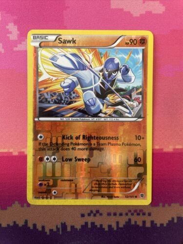 Pokemon Card Sawk Plasma Blast Reverse Holo 52/101 Near Mint