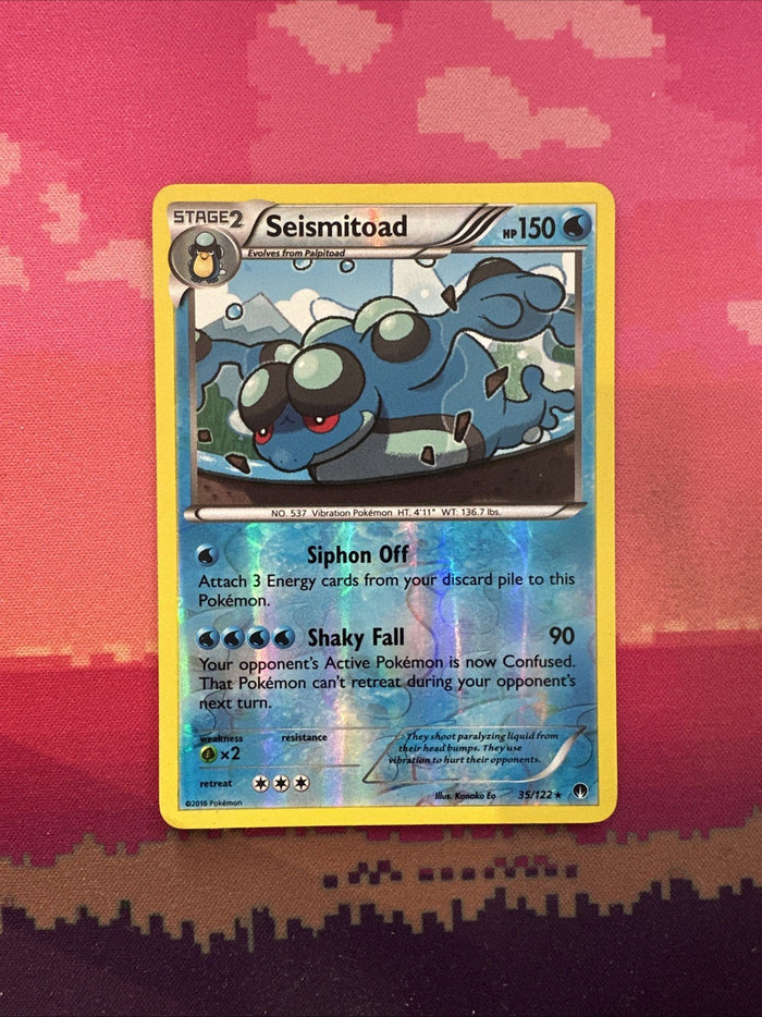 Pokemon Card Seismitoad Breakpoint Reverse Holo Rare 35/122 Near Mint