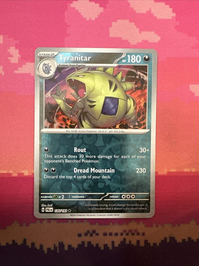 Pokemon Card Tyranitar Paldea Evolved Reverse Holo Rare 135/193 Near Mint