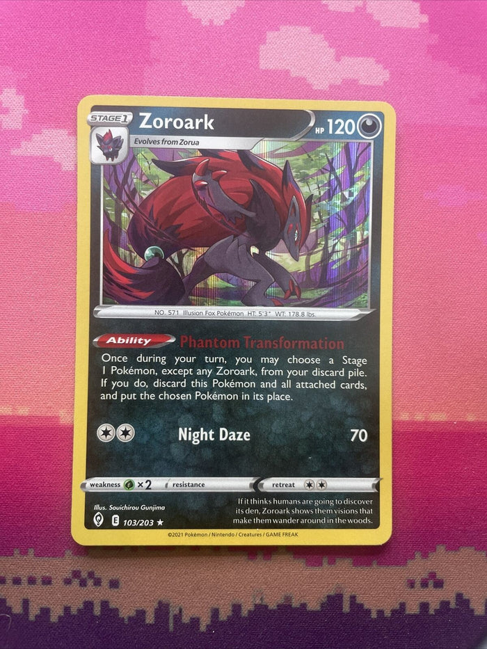 Pokemon Card Zoroark Evolving Skies Reverse Holo 103/203 Near Mint