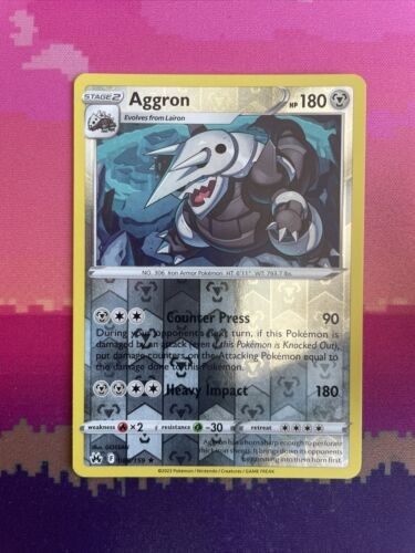 Pokemon Card Aggron Crown Zenith Reverse Holo Rare 089/159 Near Mint