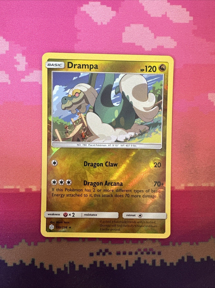 Pokemon Card Drampa Cosmic Eclipse Reverse Holo Rare 159/236 Near Mint