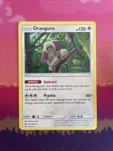 Pokemon Card Oranguru Sun & Moon Rare 113/149 Near Mint