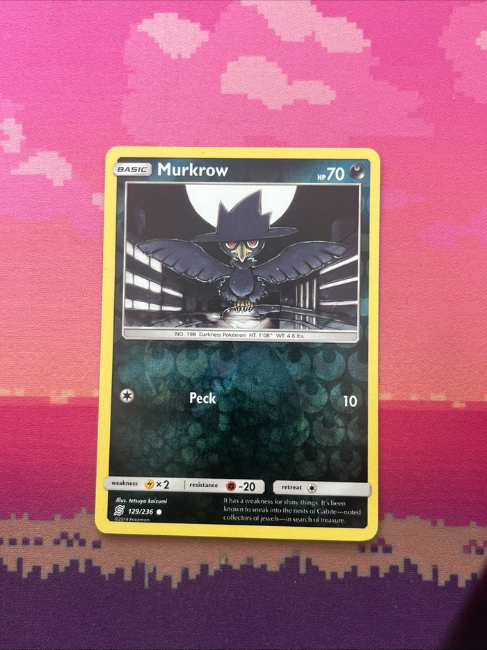Pokemon Card Murkrow Unified Minds Reverse Holo 129/236 Near Mint