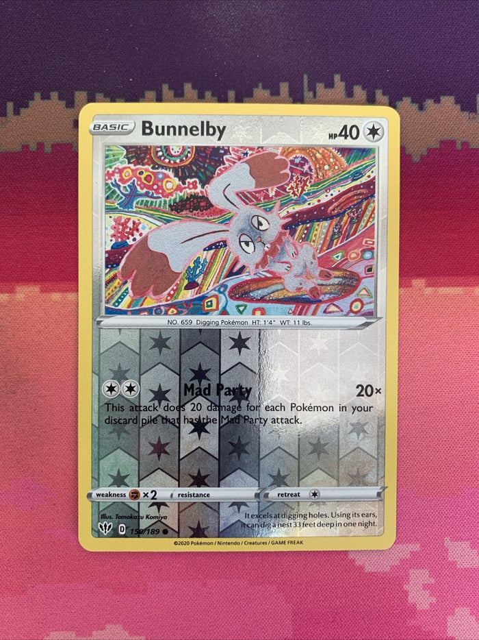 Pokemon Card Bunnelby Darkness Ablaze Reverse Holo 150/189 Near Mint