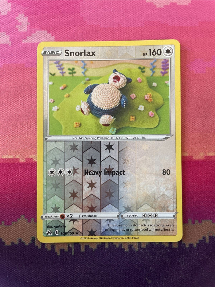 Pokemon Card Snorlax Crown Zenith Reverse Holo Rare 109/159 Near Mint