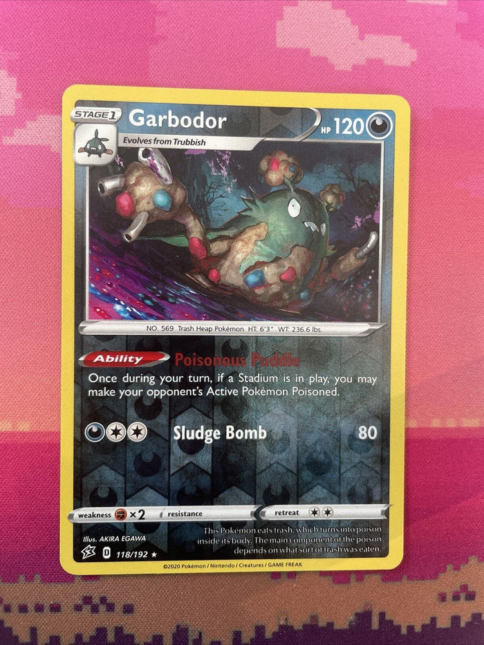 Pokemon Card Garbodor Rebel Clash Reverse Holo Rare 118/192 Near Mint