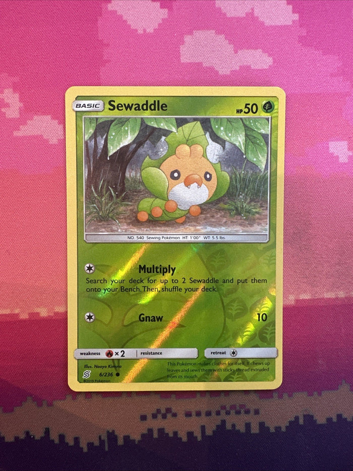 Pokemon Card Sewaddle Unified Minds Reverse Holo 6/236 Near Mint