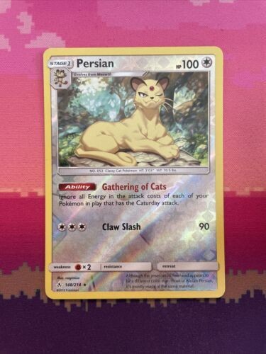 Pokemon Card Persian Unbroken Bonds Reverse Holo Rare 148/214 Near Mint