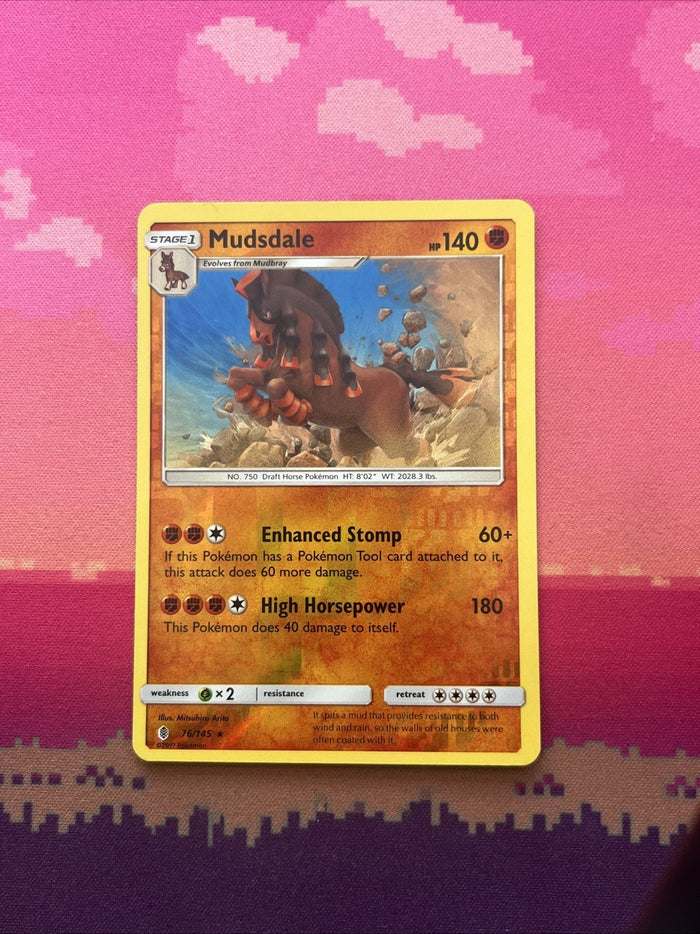 Pokemon Card Mudsdale Guardians Rising Reverse Holo Rare 76/145 Near Mint