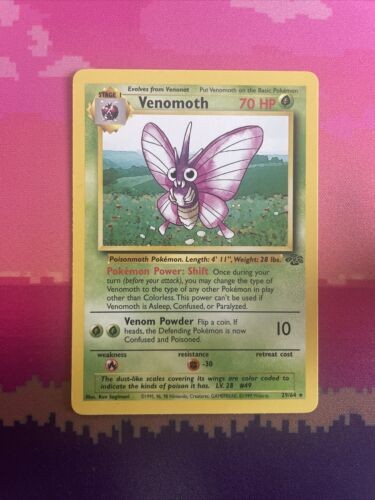 Pokemon Card Venomoth Jungle Rare 29/64 Near Mint