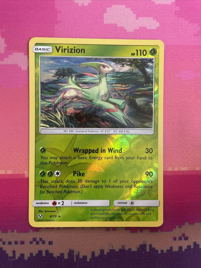 Pokemon Card Virizion Shining Legends Reverse Holo Rare 8/73 Near Mint