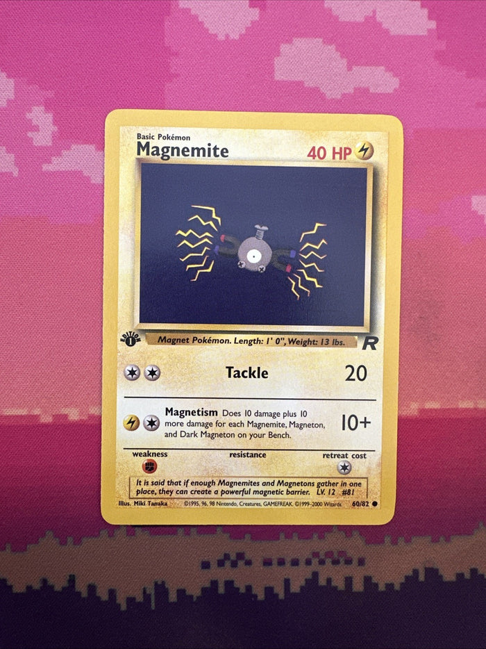Pokemon Card Magnemite Team Rocket 1st Edition Common 60/82 Near Mint